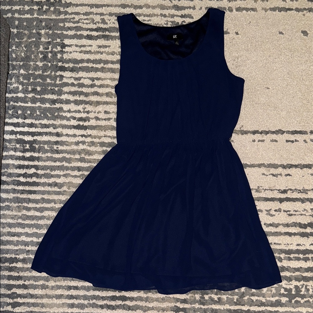 Iz Byer Dark Blue Pleated Dress